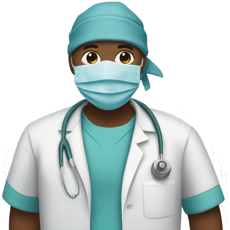 surgeon with bandana and mask entering the operating room emoji