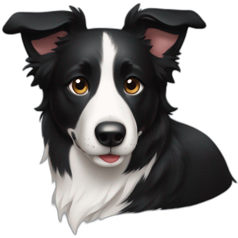 black short hair border collie with white neck and black nose emoji