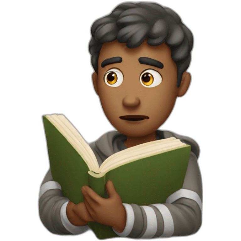 confused man while reading a book emoji