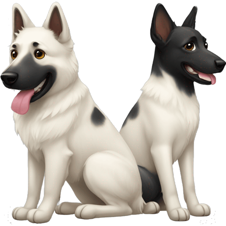  two white shepherd and one black labrador retriever emoji