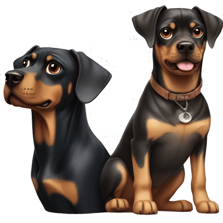 Two dogs: Doberman and light pug emoji