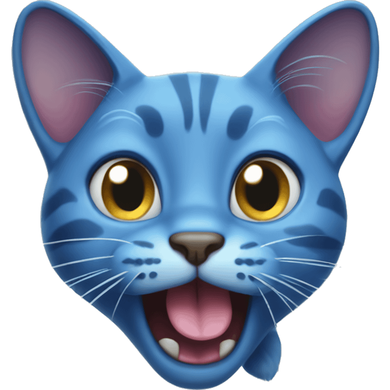 blue cat sticking tongue out emoji