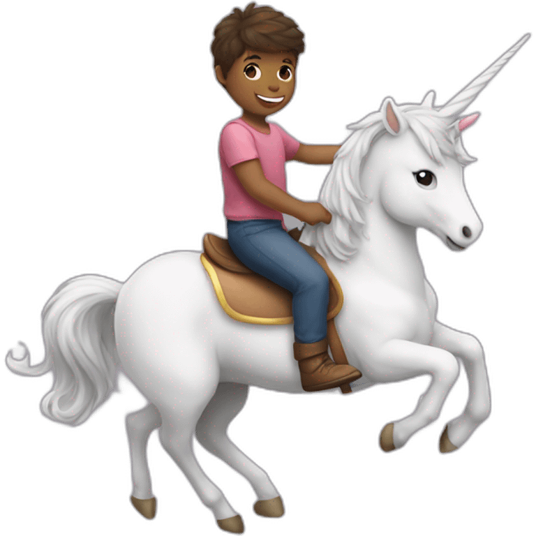 a boy riding a unicorn emoji