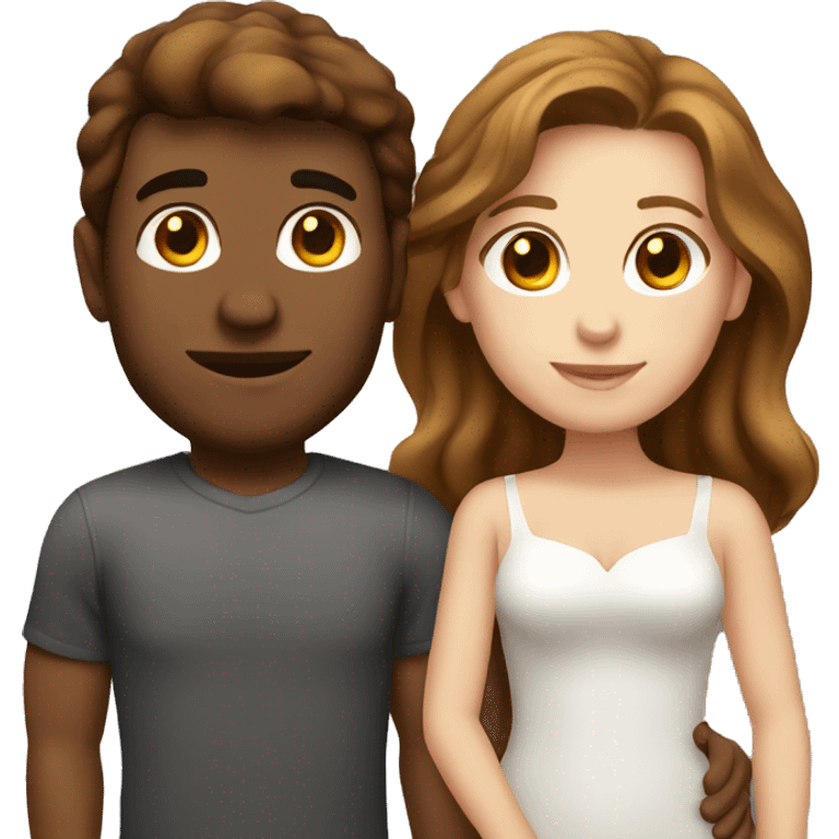 White couple with brown hair in love emoji