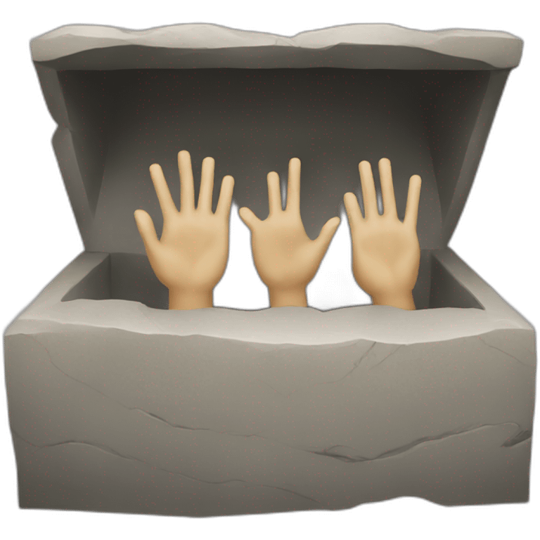 a tomb with hands raiding emoji