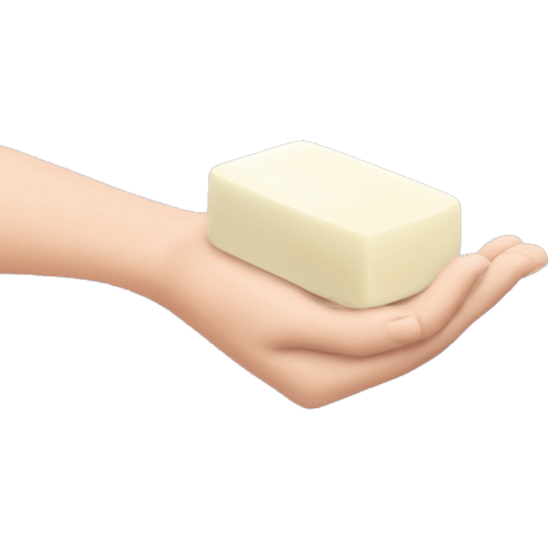 a hand holding a bubbly bar of soap emoji