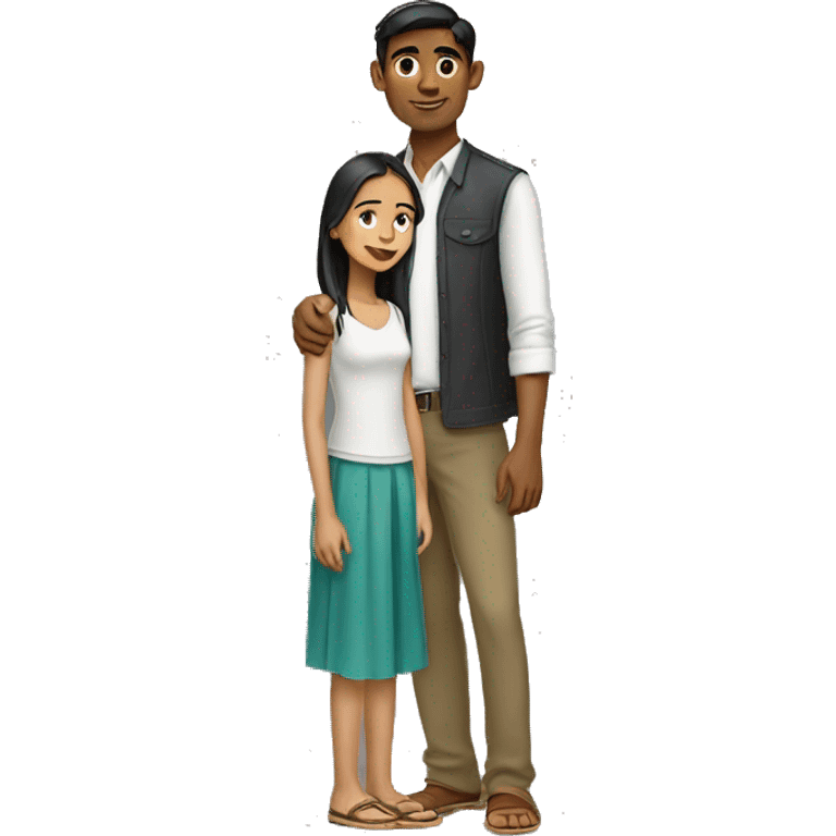  Tall young Indian man with short white Cambodian girl emoji