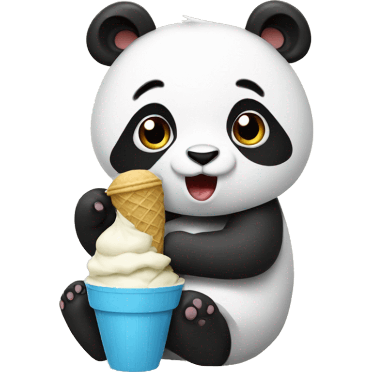 Panda eating ice cream emoji