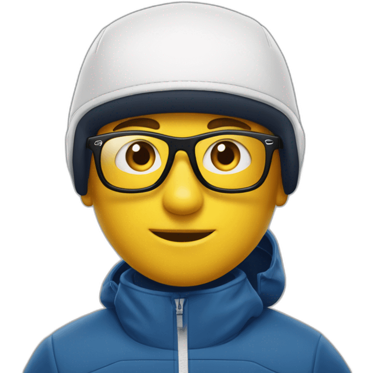 Un garçon blanc qui porte das lunettes de ski, il a les cheveux noirs, un survetement de lacoste et une casquette nike emoji