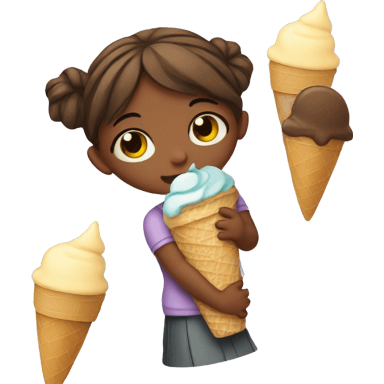 Girl with ice cream emoji