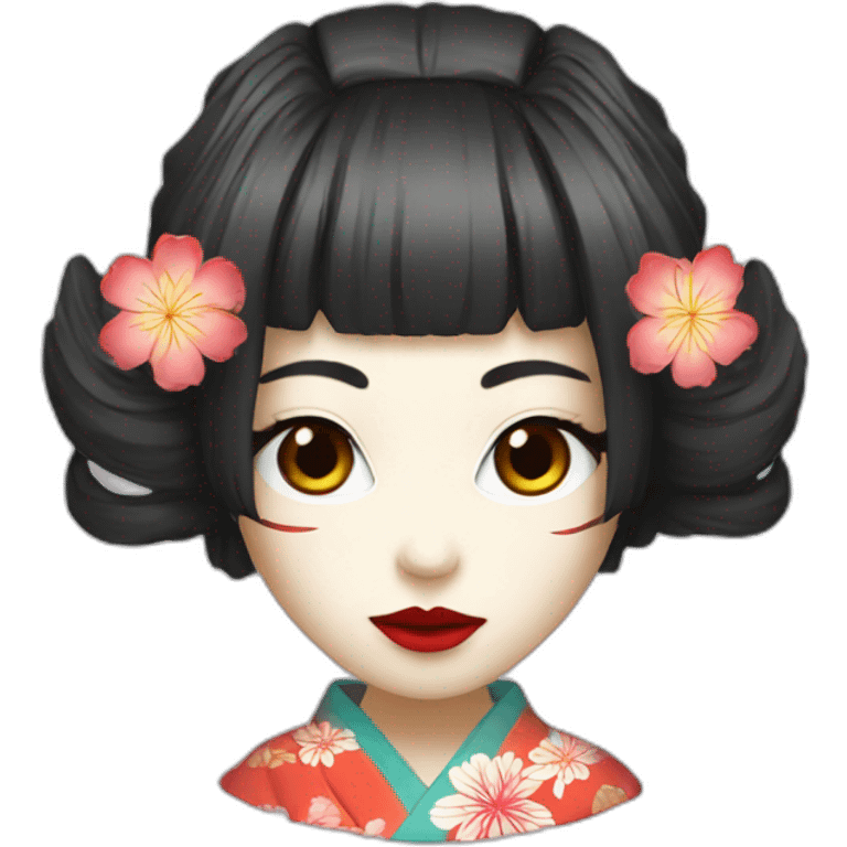 hot-girl-noh-mask-longhair-japanese-kimono emoji