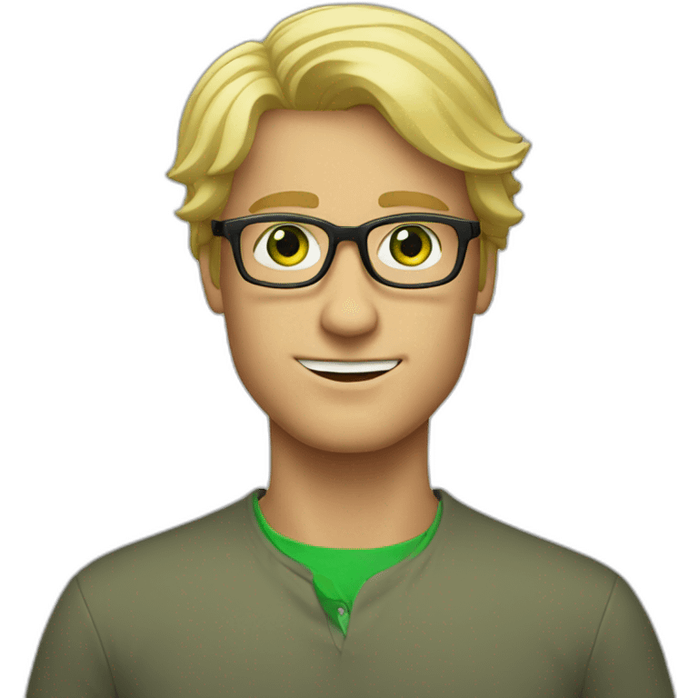 blond man with glasses green eyes emoji