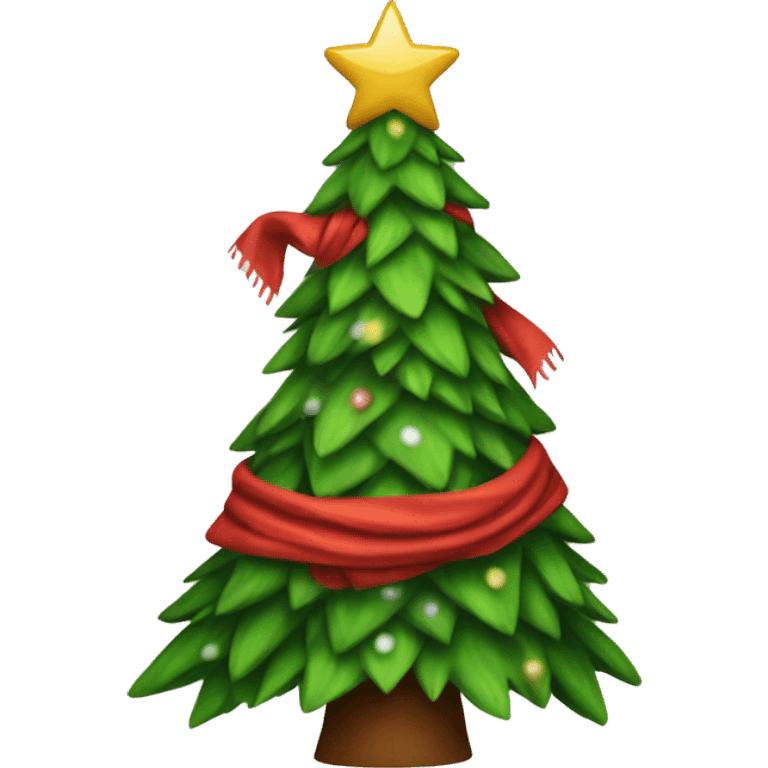 Christmas tree with scarf emoji