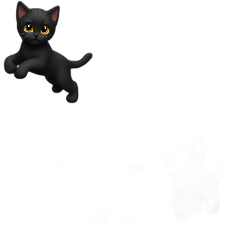 Full Black kitten fighting emoji