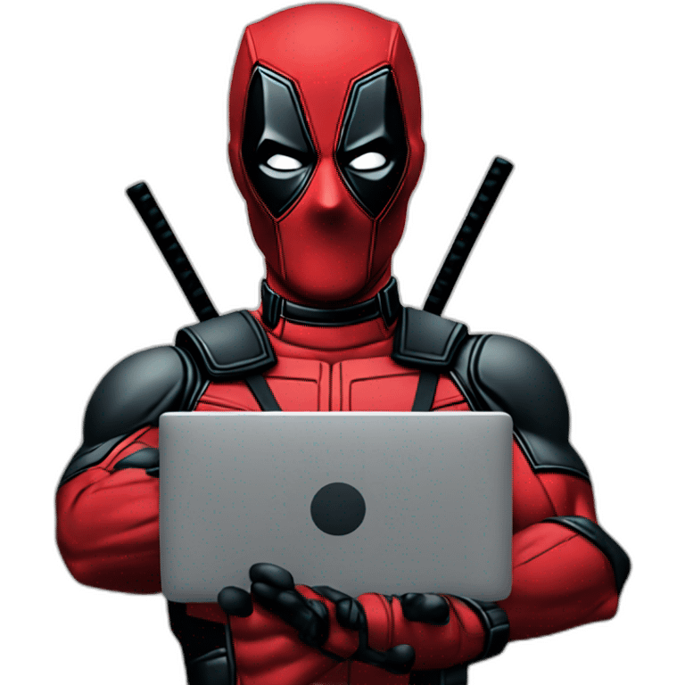 Deadpool at the computer emoji