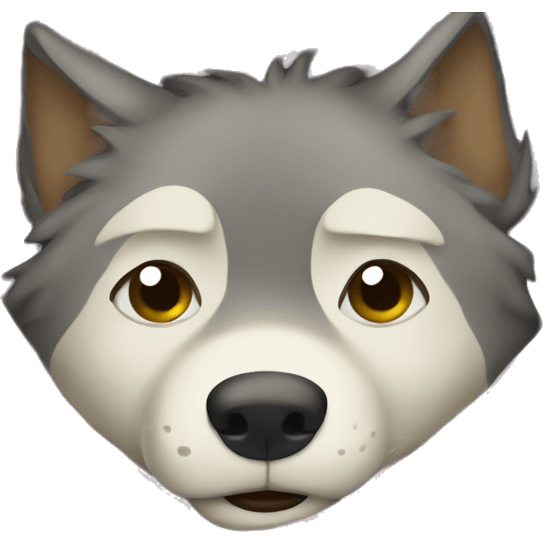 Sleepy wolf under blanket  emoji