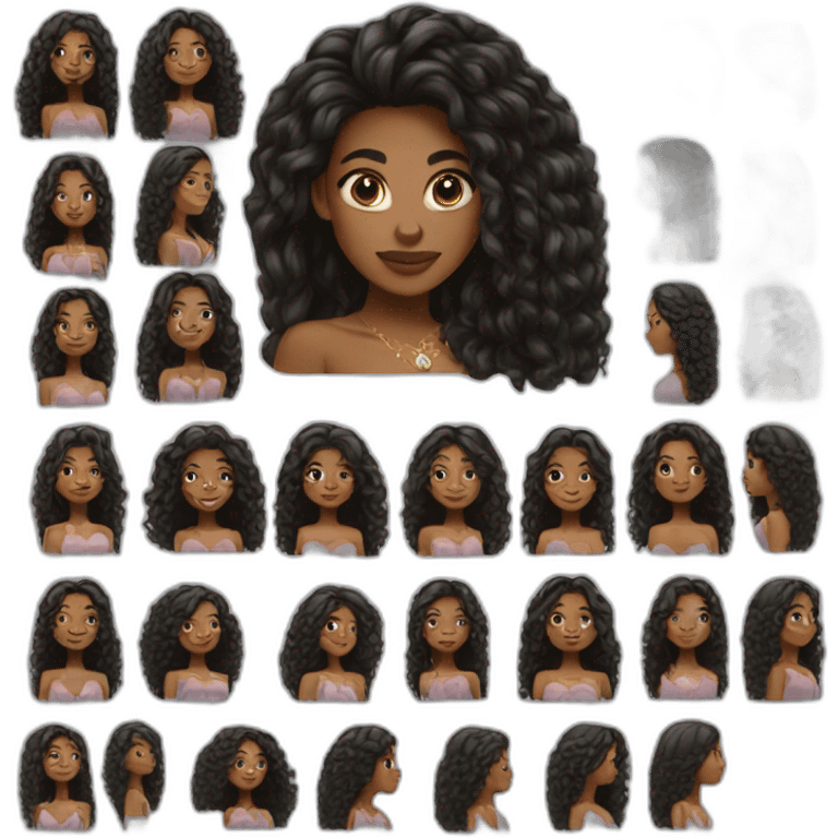 Black women with long hair princess emoji