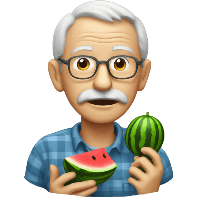 An old man eating a watermelon emoji