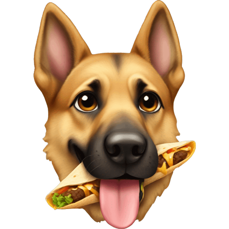 German Shepard eating a taco emoji