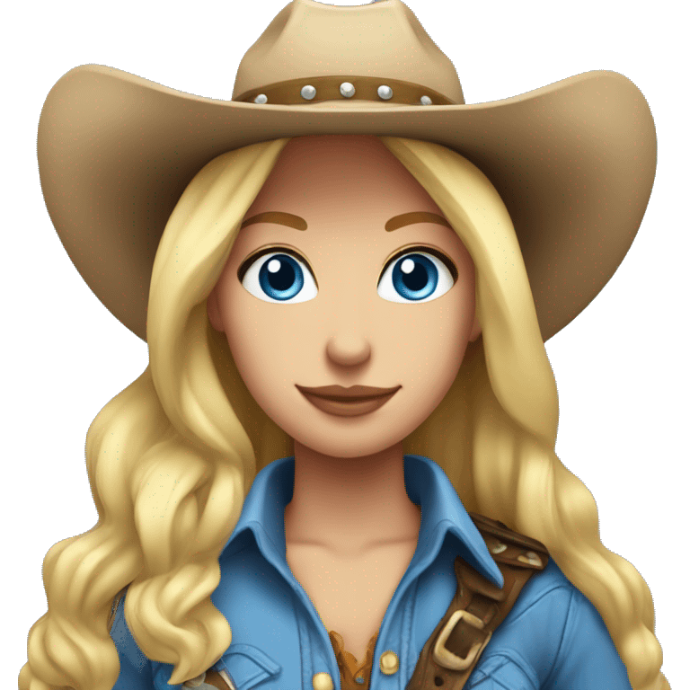 Blonde cowgirl, waist up, blue eyes  emoji