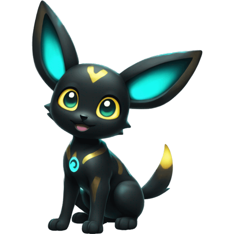  Shiny Umbreon with glowing cyan markings full body emoji