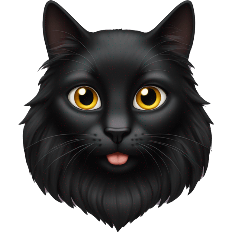 Long haired black cat drinking  emoji