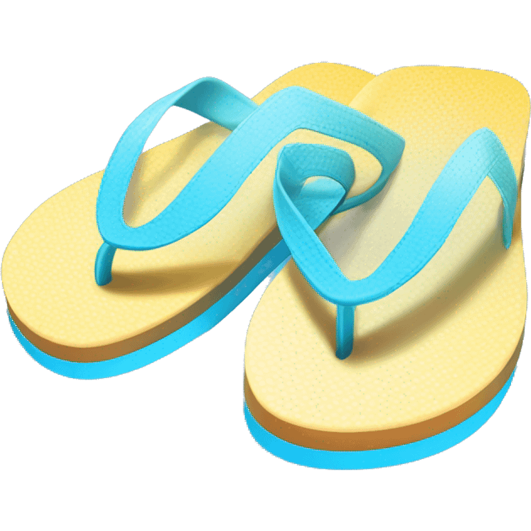 Realistic light blue gradient pair of summer flip flops isolated. emoji