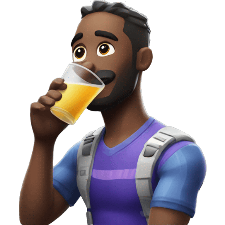 Fortnite player drinking mini emoji