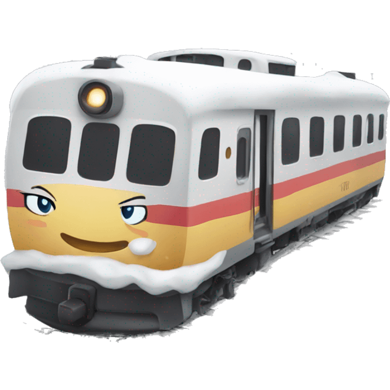 Cute Train covered in snow  emoji