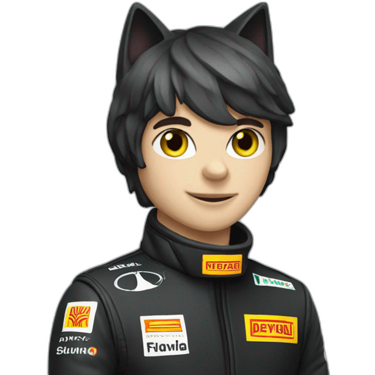 Black cat in f1 car emoji