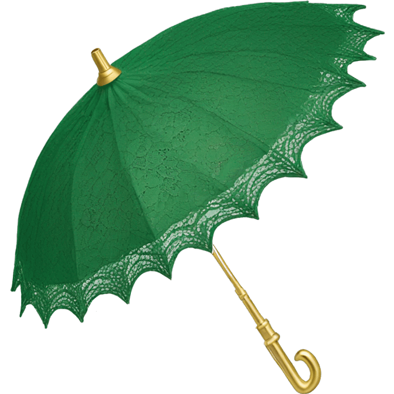 Realistic green lace parasol with metallic gold handle. emoji