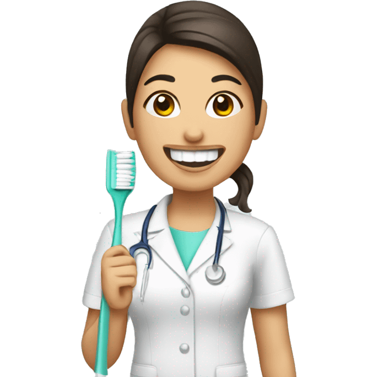 a latina dentist with a toothbrush and teeth  emoji