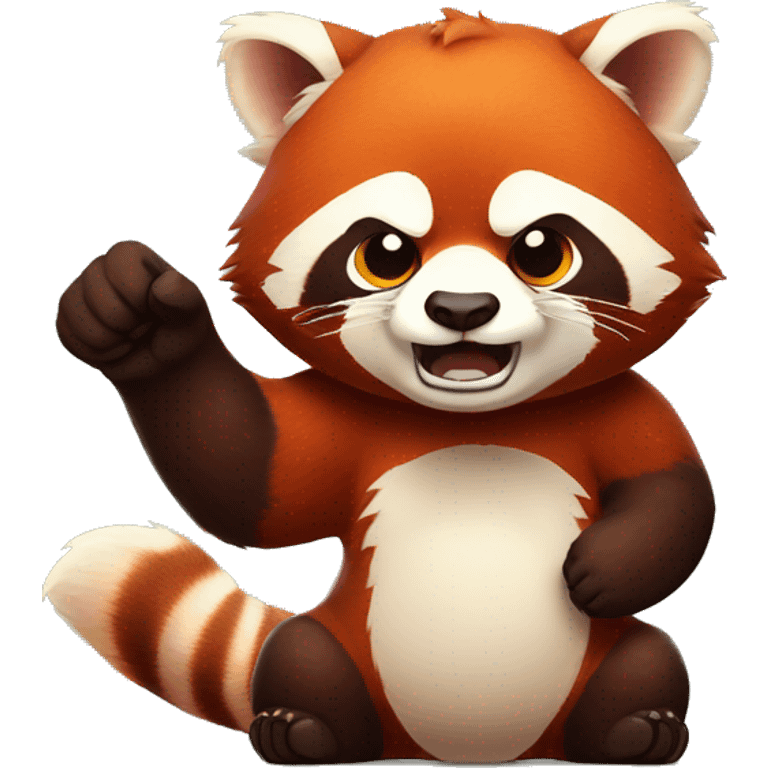 Red panda clenches his fist and is angry emoji