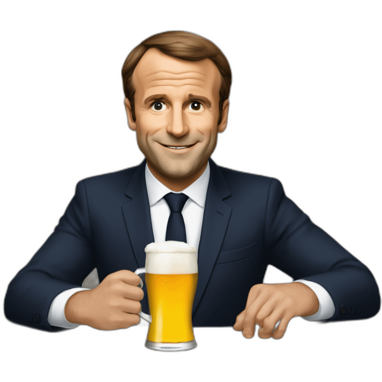 Macron boit une bière emoji