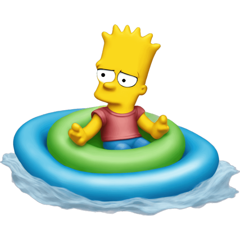 Bart Simpson on a floaty toy emoji