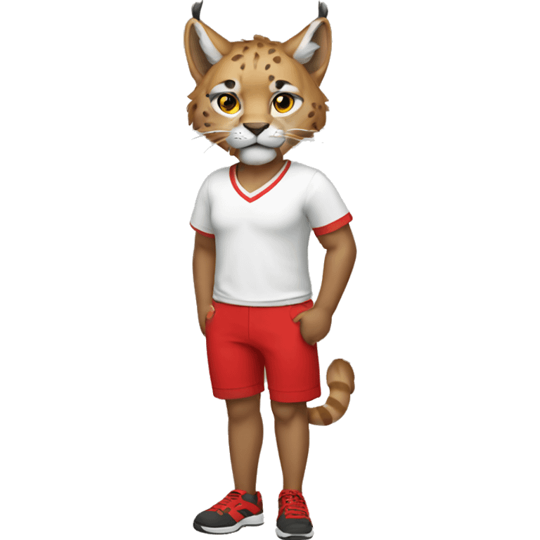 lynx a shirt and red shorts emoji