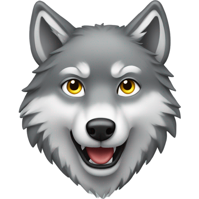 Face of Grey Wolf say hi emoji