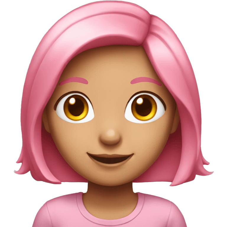 smiling girl with pink hair  emoji