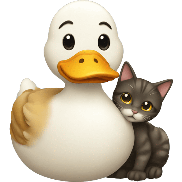 Duck and cat hugging  emoji