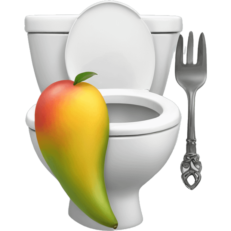 Skibidi toilet eating a mango on a fork emoji