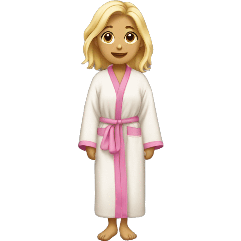 girl wearing a robe and slippers with blond hair emoji