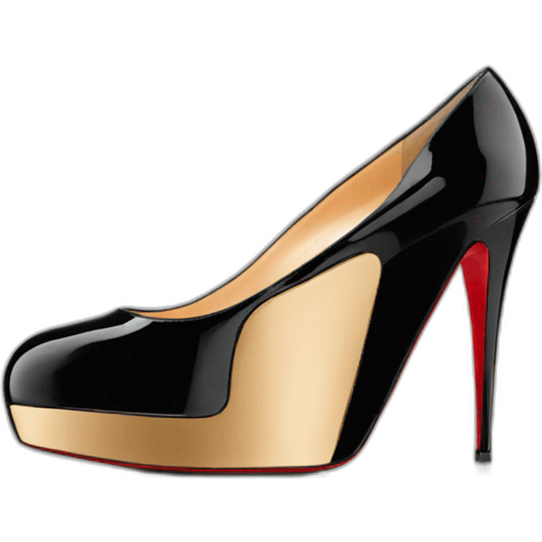 CHRISTIAN LOUBOUTIN  BLK PATENT WEDGE heel emoji