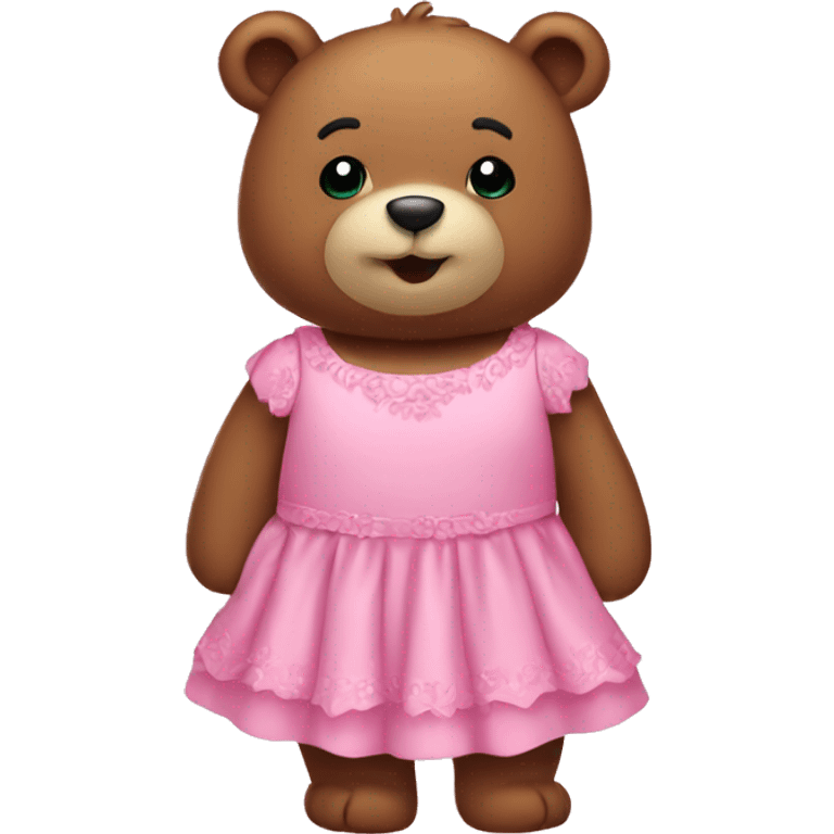 Bear in dress pink emoji