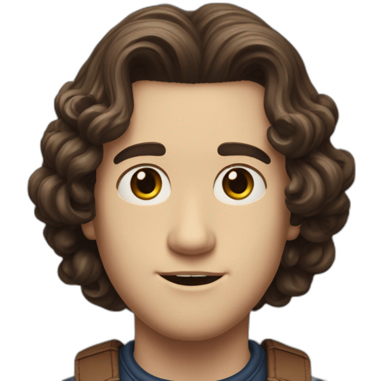 Eddie Munson Joseph Quinn with dark curled long hair stranger things emoji