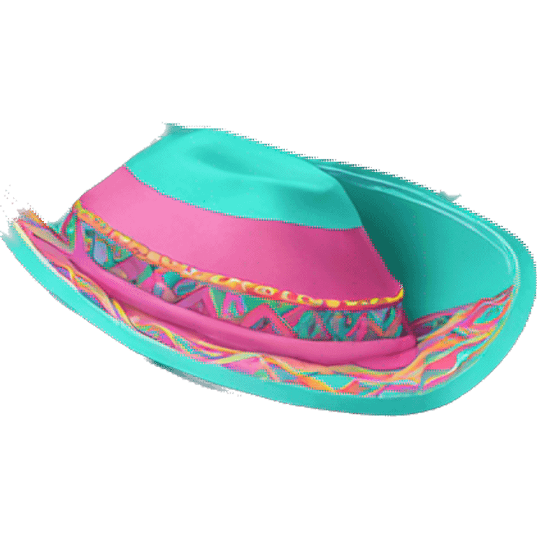 Realistic isolated pink and turquoise  sombrero  emoji