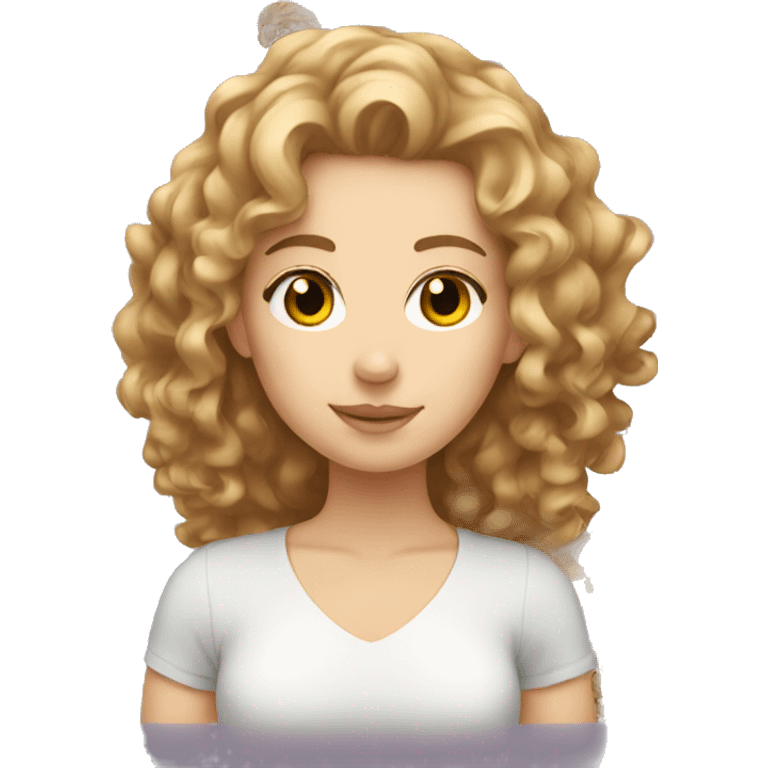 White girl with light brown curly hair  emoji