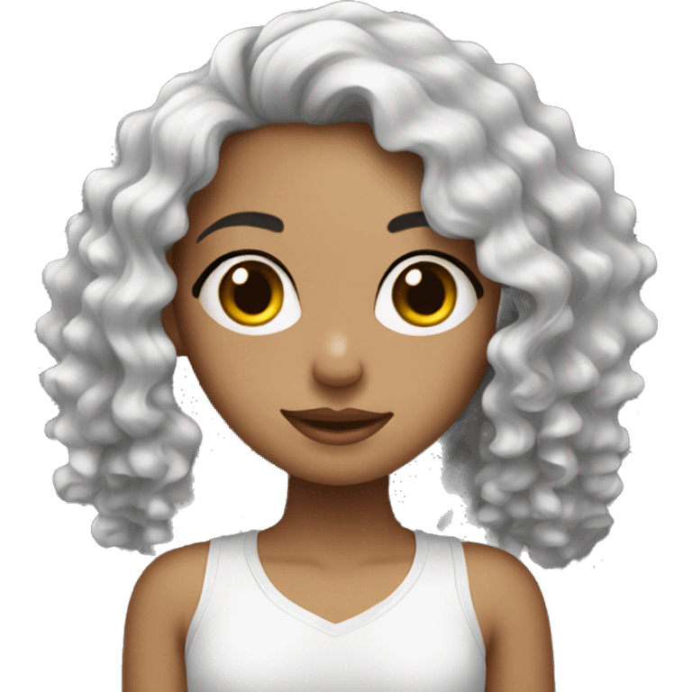 girl using lotion white skin and black long curly hair  emoji