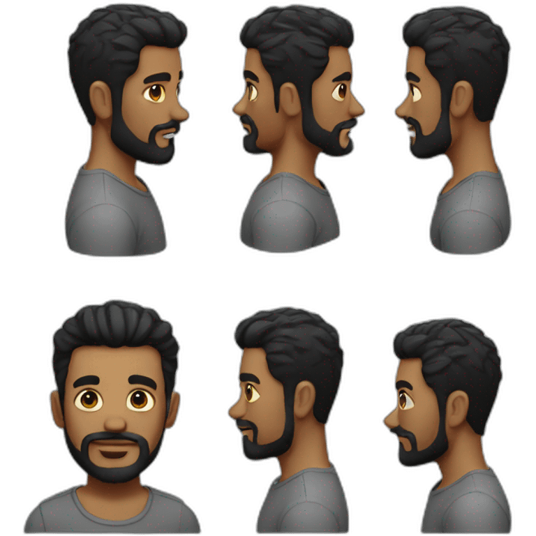 Black hair-Beard-big boy emoji