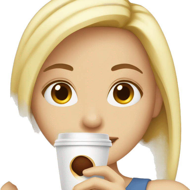 a blond white girl drinking coffe emoji