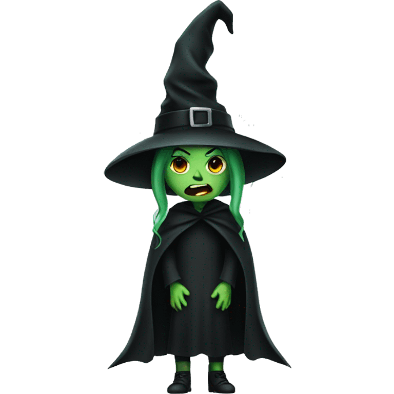 scary witch with green skin and black hat emoji